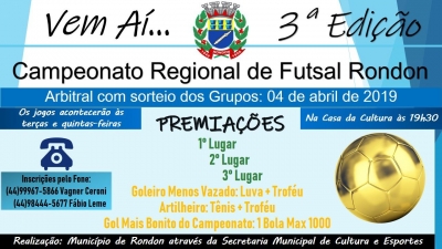 3ª Edição Campeonato Regional de Futsal Rondon