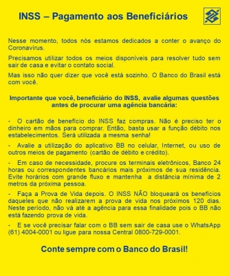 Comunicado: Banco do Brasil de Rondon