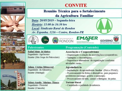 Convite: Reunião Técnica Para o Fortalecimento da Agricultura Familiar