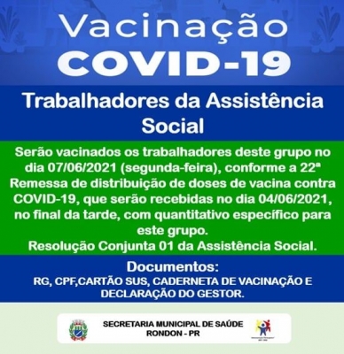 VACINAÇAO COVID-19 - TRABALHADORES DA ASSISTENCIA SOCIAL
