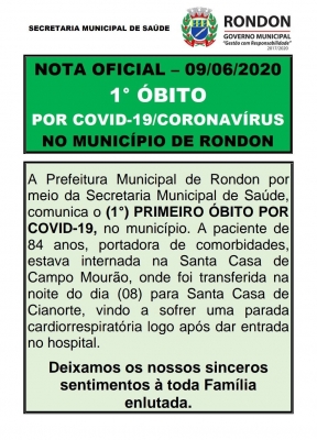 1° Caso de Óbito por Covid-19 em Rondon