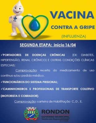 Segunda Etapa de Vacinação Contra a Gripe - Início nesta quinta-feira (16/04)