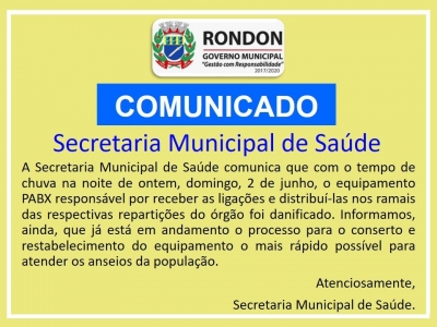Comunicado Secretaria Municipal de Saúde