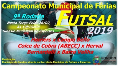 9ª Rodada Campeonato Municipal de Férias Futsal