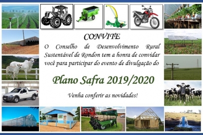 Convite: Divulgação do Plano Safra 2019/2020