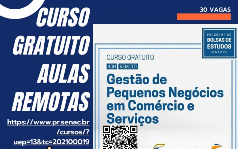 MUNICÍPIO DE RONDON FAZ PARCERIA COM SENAC E OFERECE CURSO GRATUITO