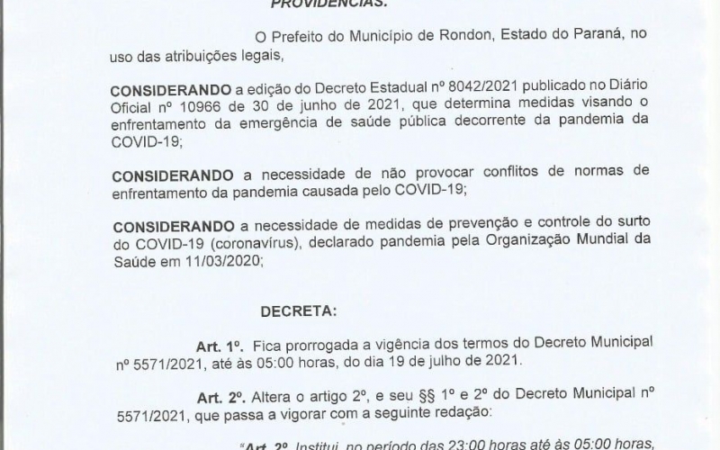 NOVO DECRETO MUNICIPAL 5638/2021