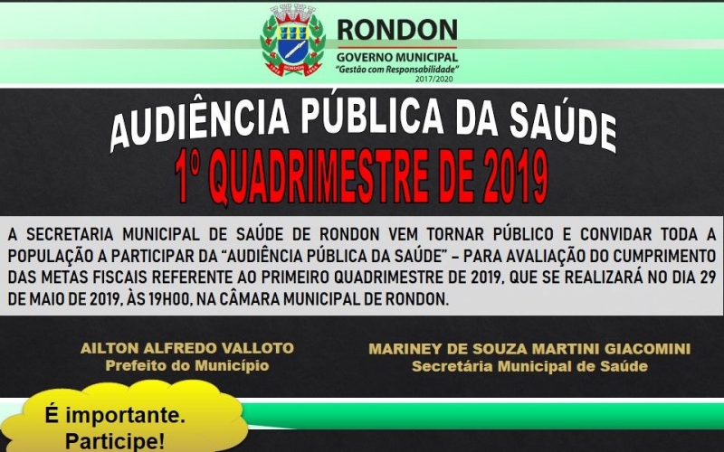 Audiência Pública da Saúde - 1º Quadrimestre de 2019