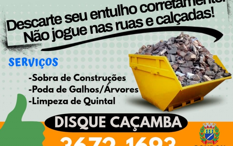 Ajude a cuidar da cidade. Não descarte entulho na via pública